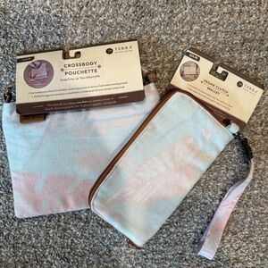 Vegan Clutch Wallet & Crossbody with Brown and Cream Accents